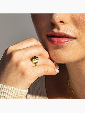 Bague Luxenter Leri et plaqué or 18k avec zircon brillant. Taille réglable