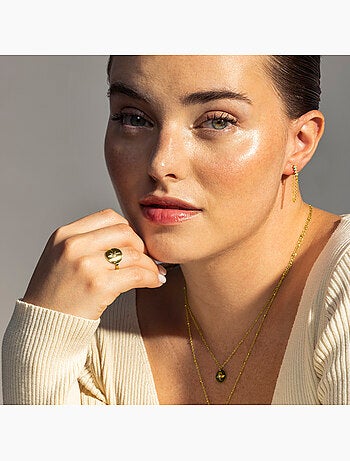 Bague Luxenter Leri et plaqué or 18k avec zircon brillant. Taille réglable