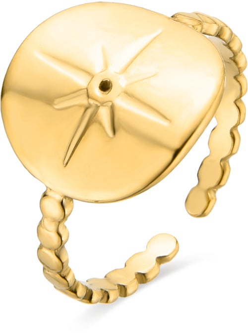 Bague Luxenter Leri et plaqué or 18k avec zircon brillant. Taille réglable - Kiabi