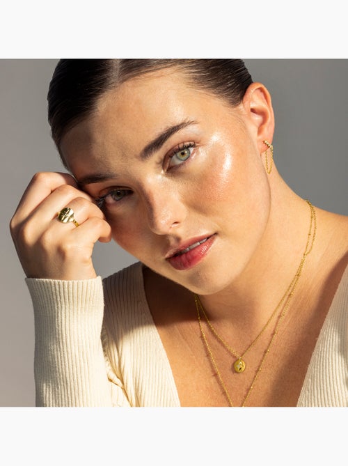 Bague Luxenter Leri et plaqué or 18k avec zircon brillant. Taille réglable - Kiabi