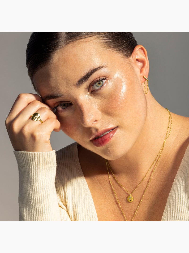 Bague Luxenter Leri et plaqué or 18k avec zircon brillant. Taille réglable Argent - Kiabi