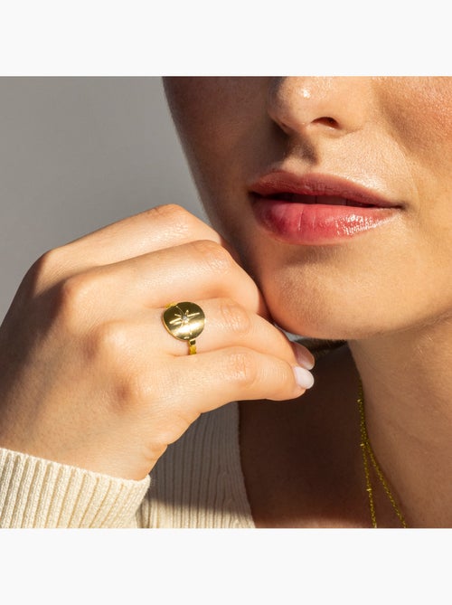 Bague Luxenter Leri et plaqué or 18k avec zircon brillant. Taille réglable - Kiabi