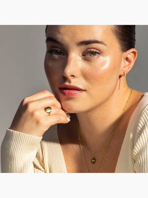 Bague Luxenter Leri et plaqué or 18k avec zircon brillant. Taille réglable - Kiabi