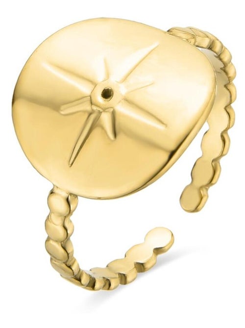 Bague Luxenter Leri plaqué or jaune 18 carats avec zircon brillant. - Kiabi