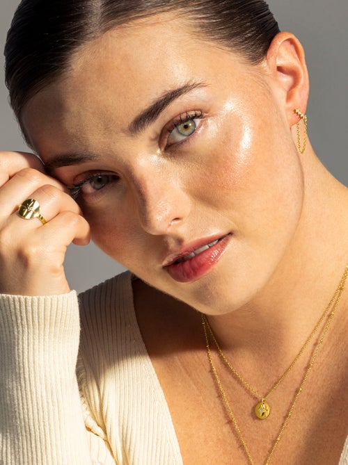 Bague Luxenter Leri plaqué or jaune 18 carats avec zircon brillant. - Kiabi