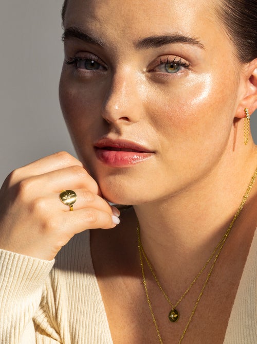 Bague Luxenter Leri plaqué or jaune 18 carats avec zircon brillant. - Kiabi