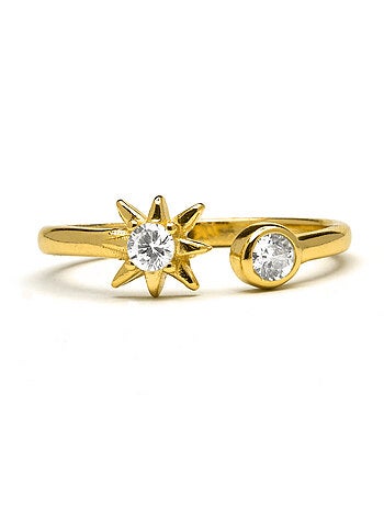 Bague Luxenter Lialt en argent 925 et zircon avec plaquée or jaune 18k Taille réglable