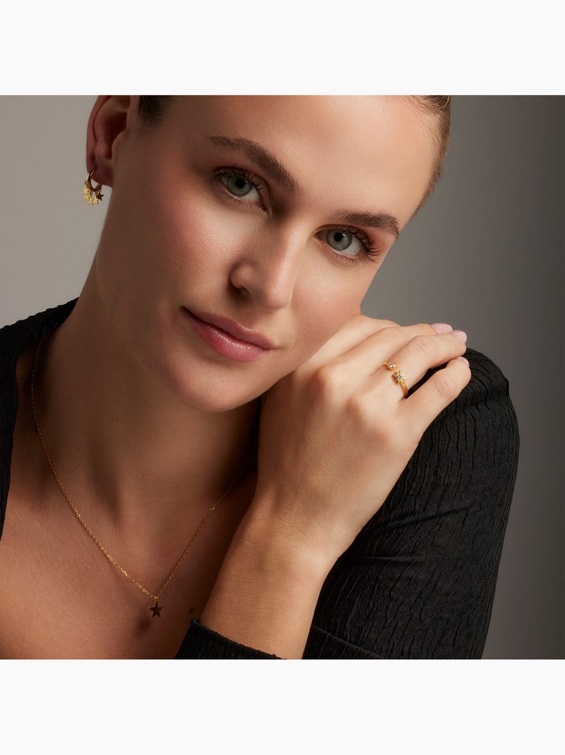 Bague Luxenter Lialt en argent 925 et zircon avec plaquée or jaune 18k Taille réglable Argent - Kiabi