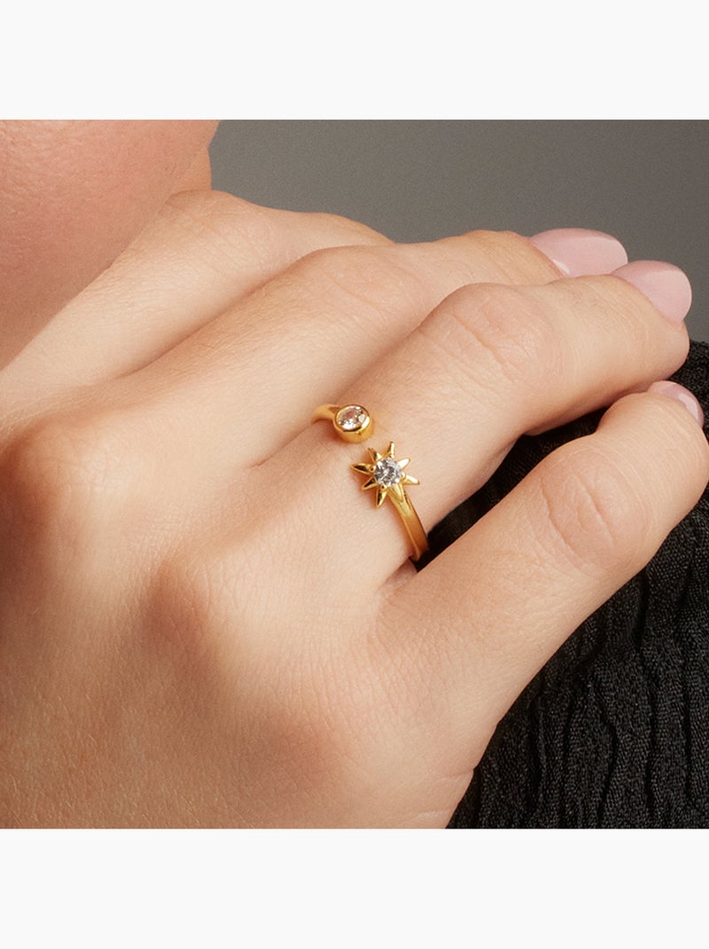 Bague Luxenter Lialt en argent 925 et zircon avec plaquée or jaune 18k Taille réglable Argent - Kiabi