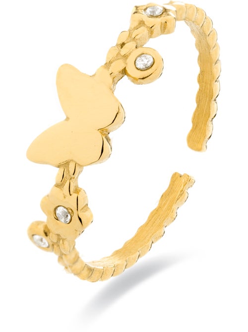 Bague Luxenter Moki et plaqué or 18k avec zircon brillant. Taille réglable - Kiabi Bague Luxenter Moki et plaqué or 18k avec zircon brillant. Taille réglable - Kiabi