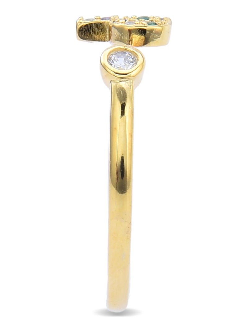 Bague Luxenter P en argent 925 et zircon multicolore en or jaune 18 carats Multicolore - Kiabi