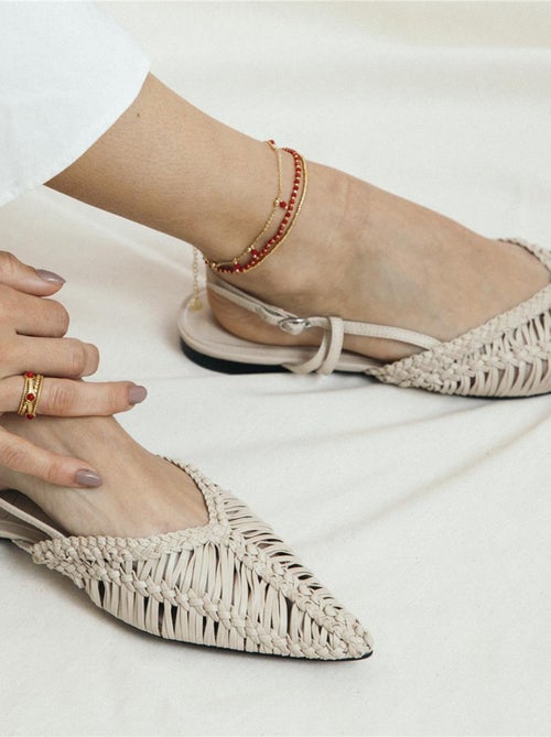 Bague Luxenter plaqué or jaune 18 carats et cristal rouge - Fatin - Kiabi