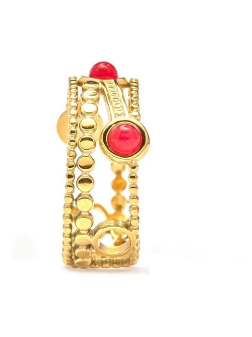 Bague Luxenter plaqué or jaune 18 carats et cristal rouge - Fatin - Kiabi