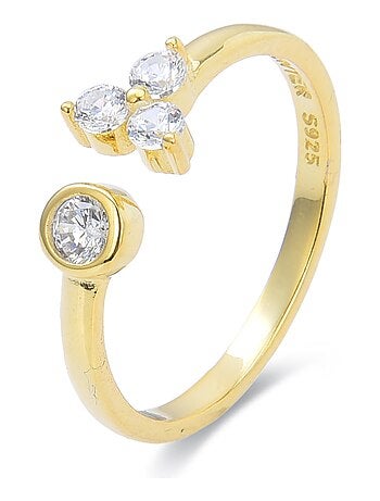 Bague Luxenter tilen en argent 925 et zircon brillant avec finition plaquée or jaune 18 carats