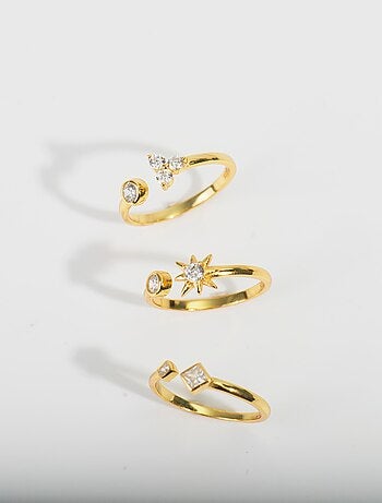 Bague Luxenter tilen en argent 925 et zircon brillant avec finition plaquée or jaune 18 carats