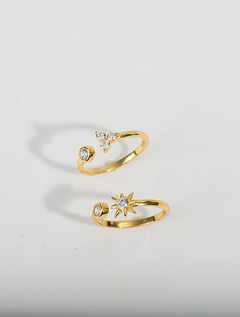 Bague Luxenter tilen en argent 925 et zircon brillant avec finition plaquée or jaune 18 carats