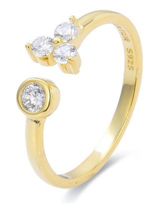 Bague Luxenter tilen en argent 925 et zircon brillant avec finition plaquée or jaune 18 carats
