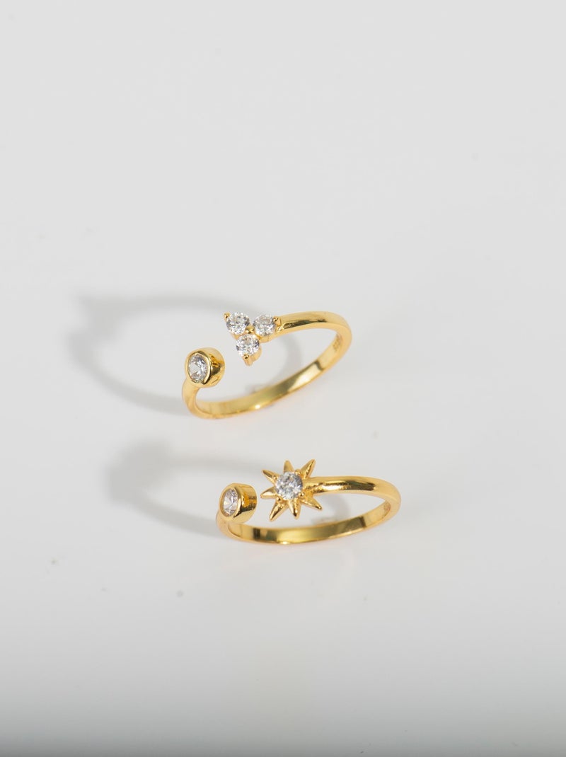 Bague Luxenter tilen en argent 925 et zircon brillant avec finition plaquée or jaune 18 carats Argent - Kiabi