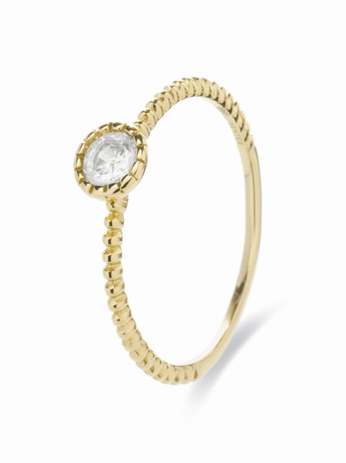 Bague naadim  en argent 925 et zircon plaqué or 18K brillant - Kiabi
