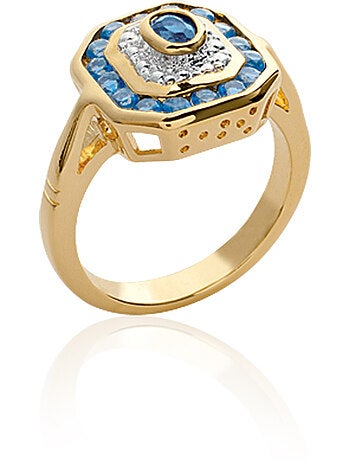 Bague plaqué or saphir véritable