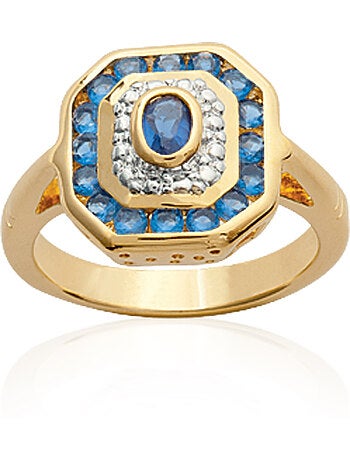 Bague plaqué or saphir véritable