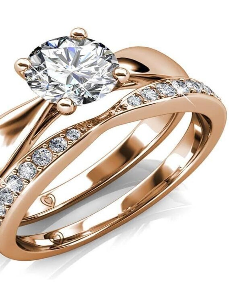 Bague Prestige - Or Rosé et Cristal Transparent - Kiabi