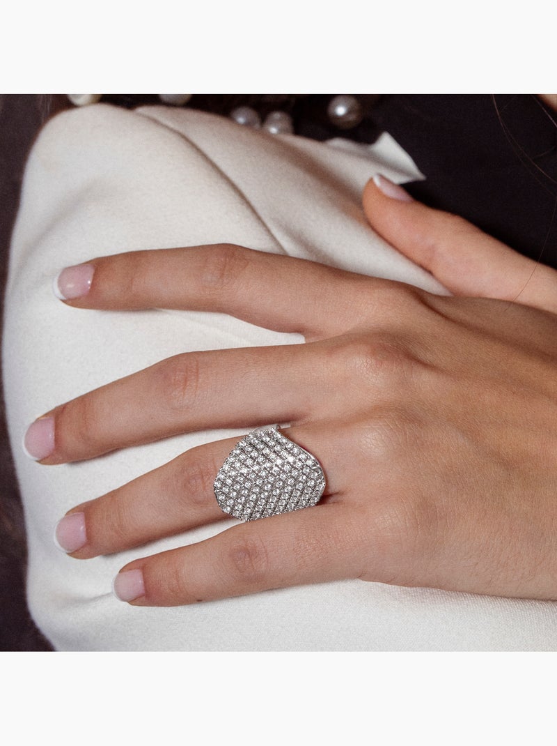 Bague rhodiée avec zircon brillant - Idoi Taille réglable Blanc - Kiabi