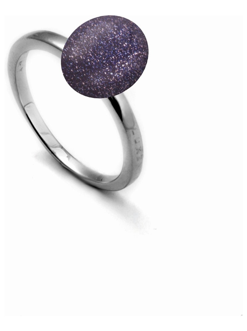 Bague sabie  en argent 925 et aventurine bleue, finition rhodiée Violet - Kiabi