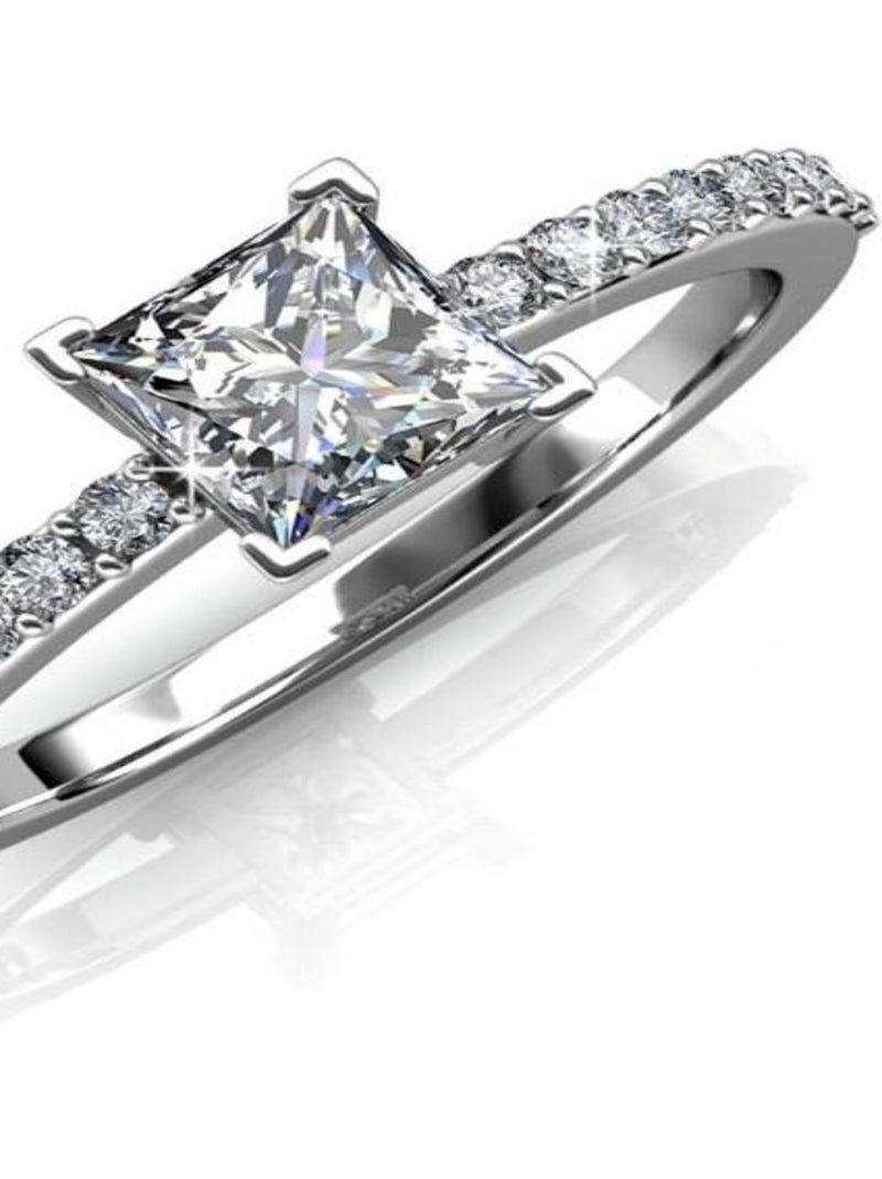 Bague Simple Square - Argenté et Cristal Argent - Kiabi