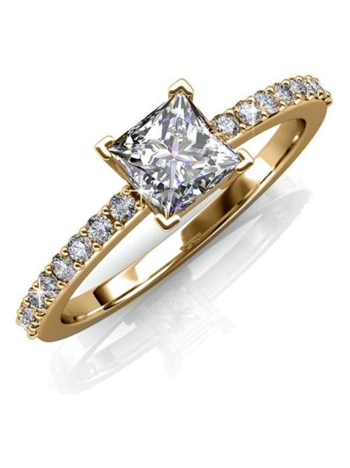 Bague Simple Square - Doré et Cristal - Kiabi