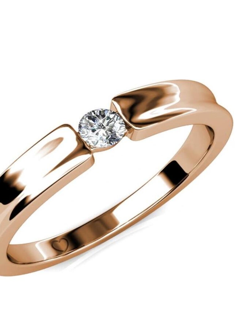 Bague Simplicity - Or Rosé et Cristal Transparent - Kiabi