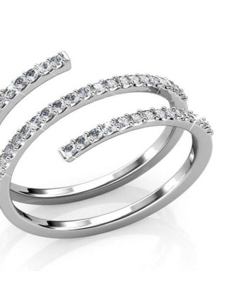 Bague Spiral - Argenté et Cristal