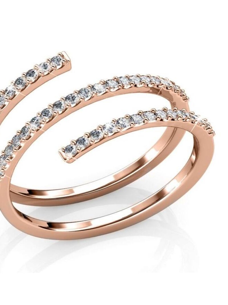 Bague Spiral - Or Rosé et Cristal Transparent - Kiabi