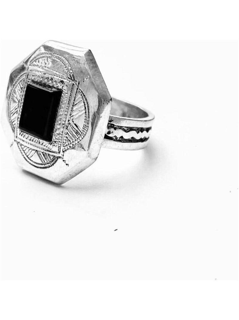 Bague touareg agate noire Noir - Kiabi