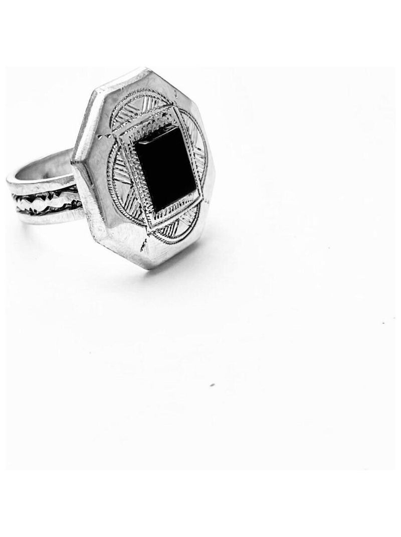 Bague touareg agate noire Noir - Kiabi