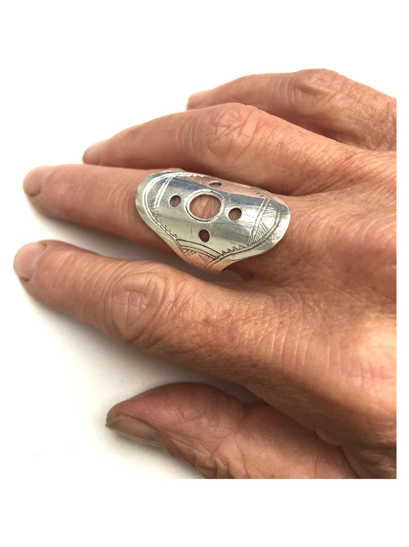 Bague Touareg allongée gravée, Bijoucolor Argent - Kiabi