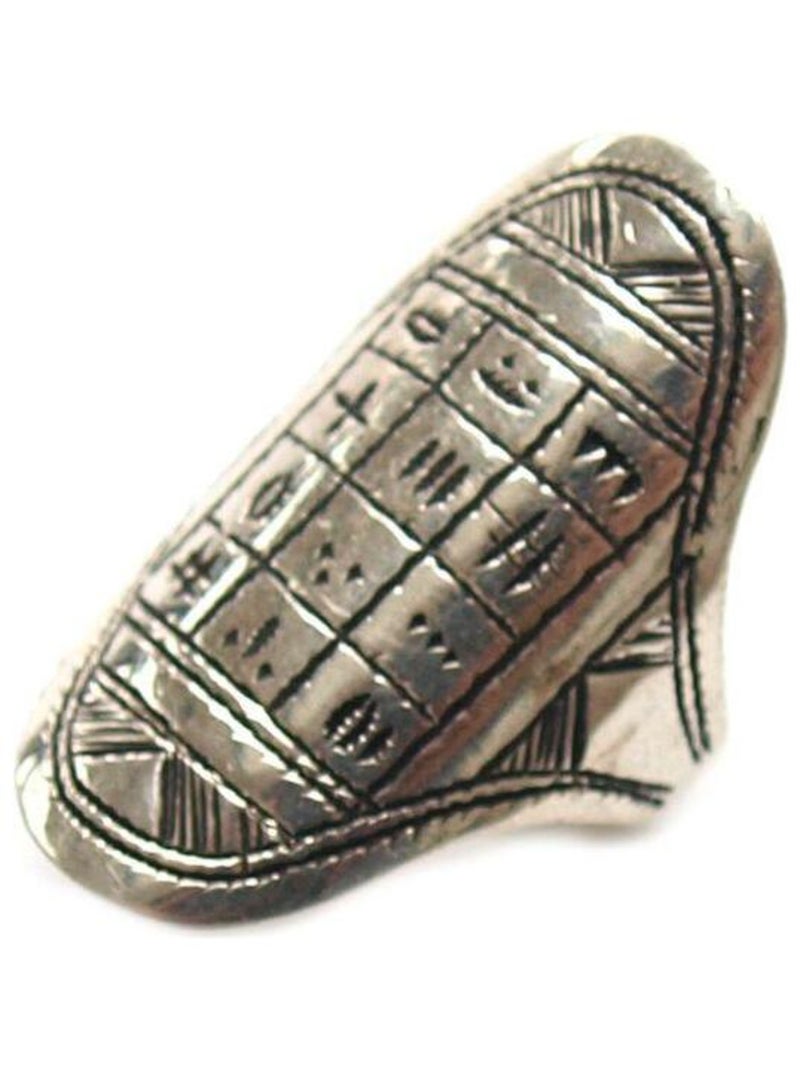 Bague Touareg allongée gravée d'alphabet touareg Argenté - Kiabi
