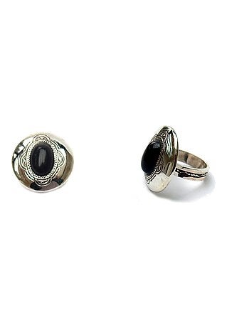Bague Touareg argent agate noire