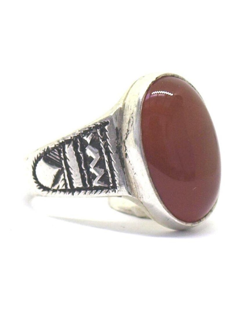 Bague touareg ovale cornaline rouge Rouge - Kiabi