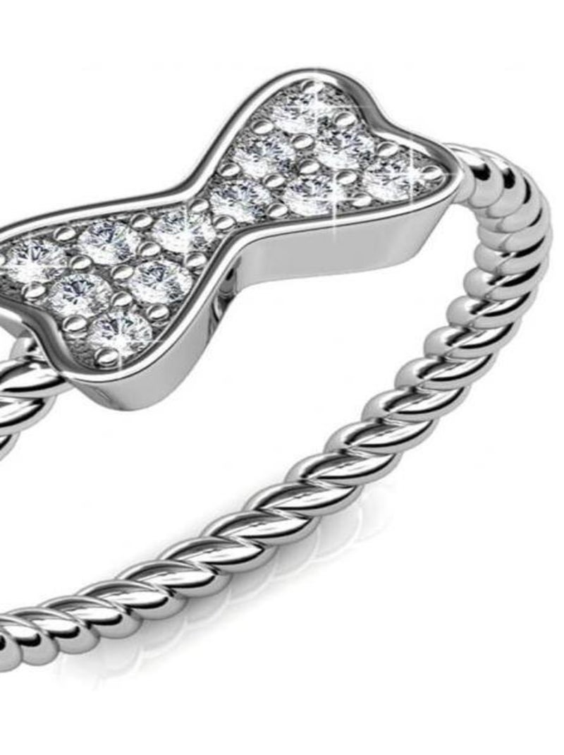 Bague Twisted Ribbon - Argenté et Cristal Argent - Kiabi