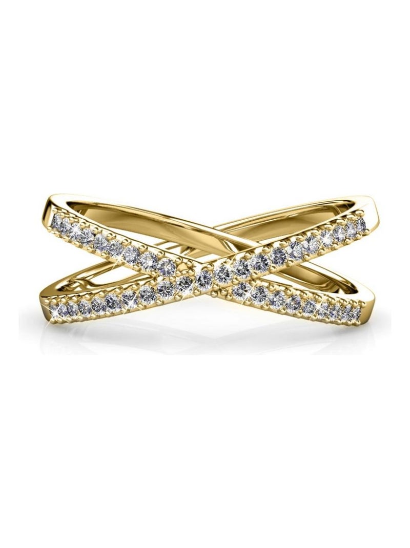 Bague X - Doré et Cristal Doré/or - Kiabi