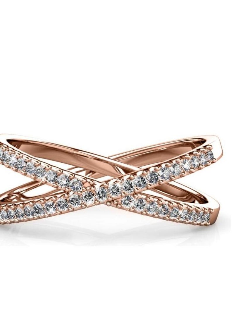 Bague X - Or Rosé et Cristal Transparent - Kiabi