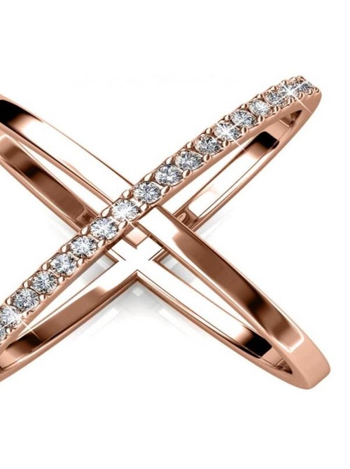 Bague X Duo - Or Rosé et Cristal - Kiabi