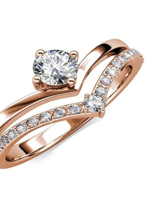 Bague Zinnia - Or Rosé et Cristal - Kiabi