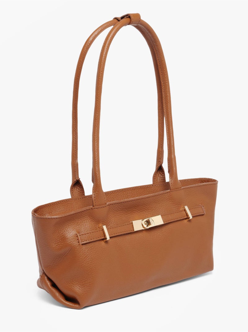 Baguette caviar cuir milano cuir de vachette Marron tabac - Kiabi