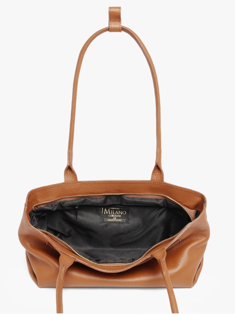 Baguette caviar cuir milano cuir de vachette Marron tabac - Kiabi