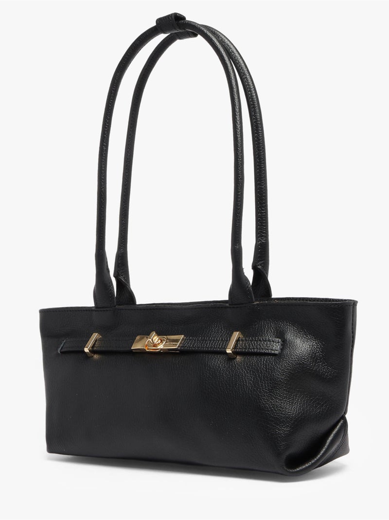 Baguette caviar cuir milano cuir de vachette Noir Noir - Kiabi