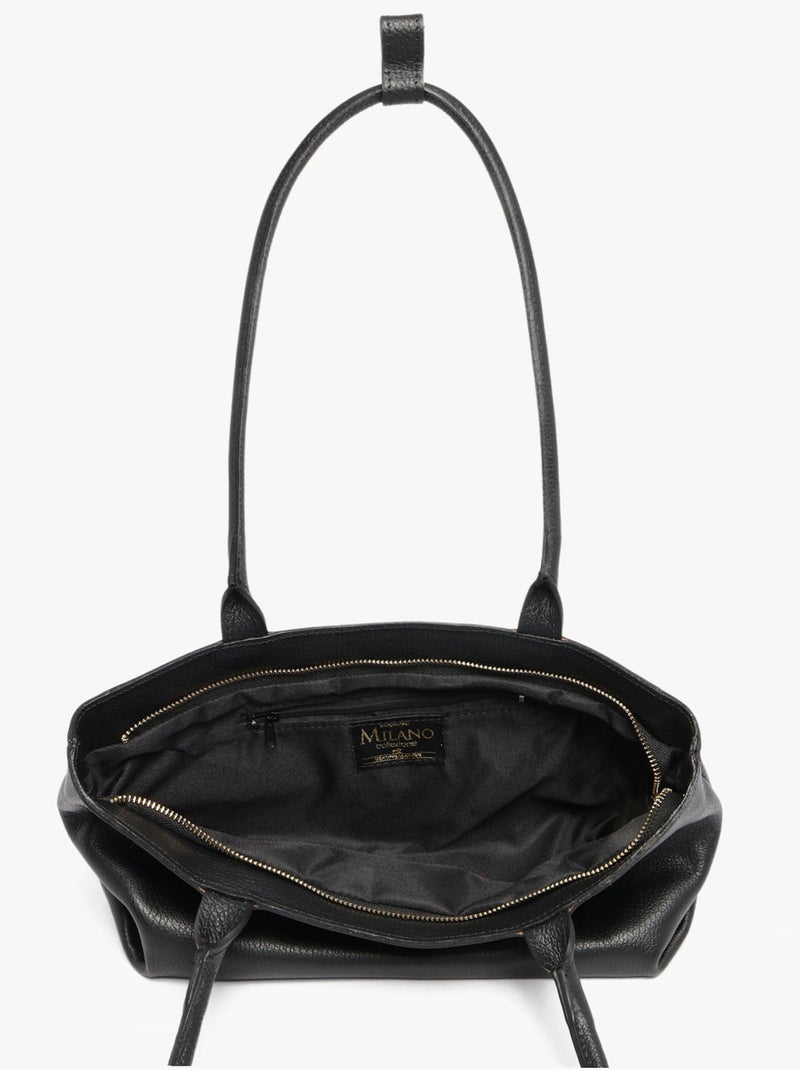 Baguette caviar cuir milano cuir de vachette Noir Noir - Kiabi