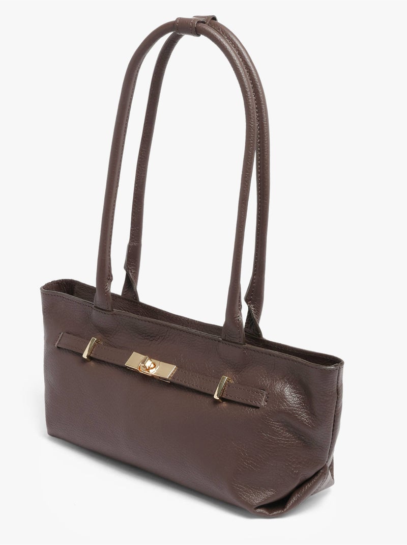 Baguette caviar cuir milano cuir de vachette Noir Rouge Noir - Kiabi