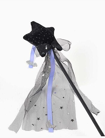 Baguette magique d'halloween avec étoile en velours et nœud en tulle